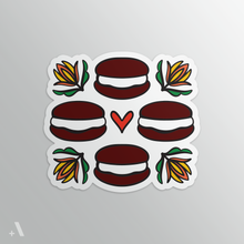 Load image into Gallery viewer, Whoopie Pies sticker featuring a hand-drawn illustration of this beloved Pennsylvania Dutch dessert. Die-cut and printed with a matte finish, ideal for adding charm to your favorite items.