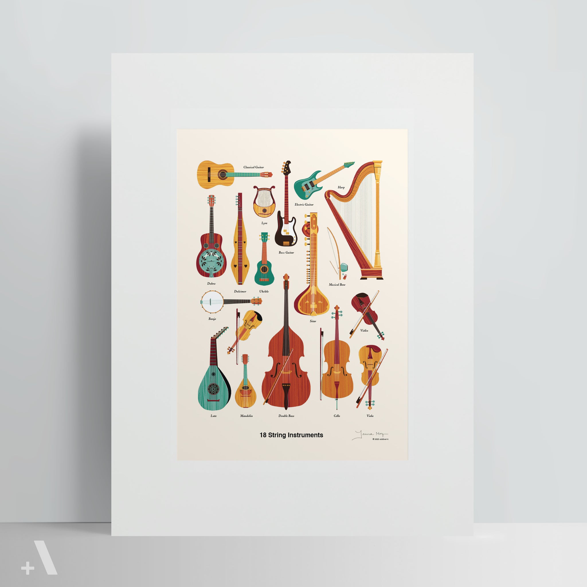 アート・デザイン・音楽 The Stringed Instrument Collection String Instruments / Poster Art Print – Addvent.US