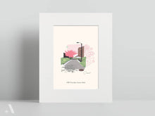 Load image into Gallery viewer, NW Corridor Linear Park small print, matted to 8x10”, illustrating this urban greenway trail with walking paths and vibrant community charm. A unique print for city explorers and Lancaster locals.
